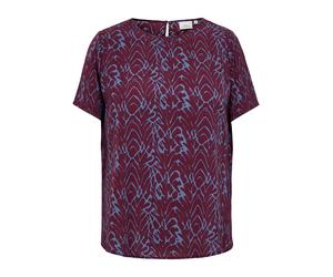 Shirtbluse ONLY CARMAKOMA "CARVICA SS TOP WVN NOOS", Damen, Gr. 46, fig aop:blau zone, Web, Obermaterial: 97% Polyester, 3% Elasthan, bedruckt, regular fit normal, Rundhals, Blusen, Materialmix, regul
