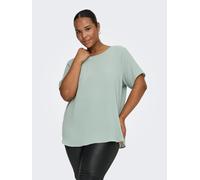 Shirtbluse ONLY CARMAKOMA "CARVICA SS TOP WVN NOOS", Damen, Gr. 46, jadeite, Web, Obermaterial: 97% Polyester, 3% Elasthan, unifarben, regular fit normal, Rundhals, Blusen, Materialmix, regular fit (2