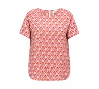 Shirtbluse ONLY CARMAKOMA "CARVICA SS TOP WVN NOOS", Damen, Gr. 48, equestrian rot aop:warm tiles, Web, Obermaterial: 97% Polyester, 3% Elasthan, bedruckt, regular fit normal, Rundhals, Blusen, Materi