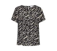 Shirtbluse ONLY CARMAKOMA "CARVICA SS TOP WVN NOOS", Damen, Gr. 50, brush aop:noos dirifting zebra, Web, Obermaterial: 97% Polyester, 3% Elasthan, bedruckt, regular fit normal, Rundhals, Blusen (10498
