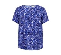 Shirtbluse ONLY CARMAKOMA "CARVICO LIFE S/S TOP VIS WVN", Damen, Gr. 42, blauprint aop:dreamy leaves, Web, Obermaterial: 100% Viskose, bedruckt, regular fit normal, Rundhals, Blusen, Viskose, regular