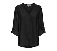 Shirtbluse ONLY "ONLJANA METTE V-NECK LS SHIRT NOOS WVN", Damen, Gr. L, schwarz, Web, Obermaterial: 100% Polyester, unifarben, regular fit normal, V-Ausschnitt, mit Aufschlag, Blusen Shirtbluse (29617