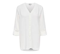 Shirtbluse ONLY "ONLJANA METTE V-NECK LS SHIRT NOOS WVN", Damen, Gr. S, cloud dancer, Web, Obermaterial: 100% Polyester, unifarben, regular fit normal, V-Ausschnitt, mit Aufschlag, Blusen (63520929-S)
