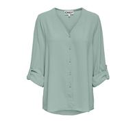 Shirtbluse ONLY "ONLJANA METTE V-NECK LS SHIRT NOOS WVN", Damen, Gr. XS, jadeite, Web, Obermaterial: 100% Polyester, unifarben, regular fit normal, V-Ausschnitt, mit Aufschlag, Blusen (93066554-XS) ja
