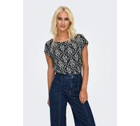 Shirtbluse ONLY "ONLVIC S/S AOP TOP NOOS PTM", Damen, Gr. 34, total eclipse aop:felina simple etchnic, Web, Obermaterial: 97% Polyester, 3% Elasthan, bedruckt, regular fit hüftlang, Rundhals, Blusen S