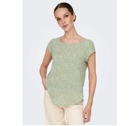 Shirtbluse ONLY "ONLVIC S/S AOP TOP NOOS PTM", Damen, Gr. 36, lily pad aop:marekka small graphic, Single Jersey, Obermaterial: 97% Polyester, 3% Elasthan, bedruckt, casual, regular fit hüftlang, Rundh