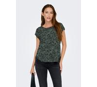 Shirtbluse ONLY "ONLVIC S/S AOP TOP NOOS PTM", Damen, Gr. 36, laurel wreath aop:schwarz animal, Web, Obermaterial: 97% Polyester, 3% Elasthan, bedruckt, casual, regular fit hüftlang, Rundhals, Kurzarm