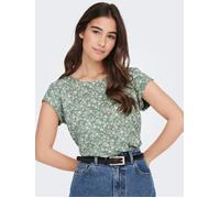 ONLY Damen Bedruckte Kurzarm Bluse Print Basic Rundhals Ausschnitt T-Shirt Blouse Oberteil ONLVIC