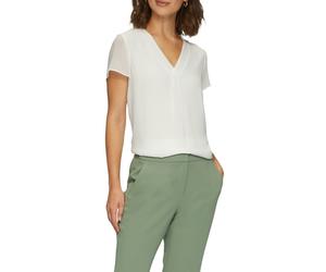 Shirtbluse S.OLIVER BLACK LABEL, Damen, Gr. 34, weiß, Web, Obermaterial: 100% Polyester, unifarben, normal normal, V-Ausschnitt, Blusen, in Doppel-Layer-Optik und mit V-Ausschnitt (49107849-34) weiß