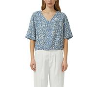 Shirtbluse S.OLIVER, Damen, Gr. 40, cobalt aop, Web, Obermaterial: 82% Viskose, 18% Polyamid, bedruckt, weit hüftlang, V-Ausschnitt, weit abgesteppt, Blusen, weite Passform, V-Ausschnitt (25943053-40)