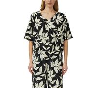 Shirtbluse S.OLIVER, Damen, Gr. 44, schwarz aop, Web, Obermaterial: 82% Viskose, 18% Polyamid, bedruckt, weit hüftlang, V-Ausschnitt, weit abgesteppt, Blusen, weite Passform, V-Ausschnitt (88452135-44