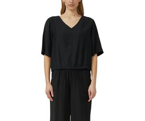 Shirtbluse S.OLIVER, Damen, Gr. 46, schwarz, Web, Obermaterial: 82% Viskose, 18% Polyamid, unifarben, weit hüftlang, V-Ausschnitt, weit abgesteppt, Blusen, weite Passform, V-Ausschnitt (79071532-46) s