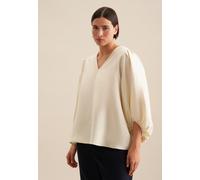 Shirtbluse SEIDENSTICKER "Schwarze Rose", Damen, Gr. 6XL (52), beige (ecru), 49% Viskose 38% Leinen 13% Polyester, unifarben, regular fit, V-Ausschnitt, 3/4-Ärmel, Blusen, 3/4-Arm V-Neck Uni (63519136