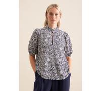 Shirtbluse SEIDENSTICKER "Schwarze Rose", Damen, Gr. L (40), blau (dunkelblau), 100% Viskose, geblümt, regular fit, Rundhals, Kurzarm, Blusen, Kurzarm Rundhals Floral (61936760-40) dunkelblau