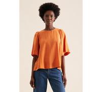 Shirtbluse SEIDENSTICKER "Schwarze Rose", Damen, Gr. L (40), orange, 100% Leinen, unifarben, regular fit, Rundhals, Halbarm, Blusen, Kurzarm Rundhals Uni (51587514-40) orange