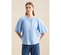 Shirtbluse SEIDENSTICKER "Schwarze Rose", Damen, Gr. M (38), blau (hellblau), 100% Leinen, unifarben, regular fit, Rundhals, Blusen, 1/2 Rundhals Uni (51908166-38) hellblau