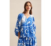 Shirtbluse SEIDENSTICKER "Schwarze Rose", Damen, Gr. XL42, blau, 65% Baumwolle, 35% Leinen, Paisley, regular fit, V-Ausschnitt, Blusen, 3/4 V-Neck Paisley (15700169-42) blau