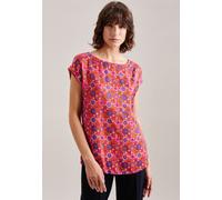Shirtbluse SEIDENSTICKER "Schwarze Rose", Damen, Gr. XS34, rot, 100% Viskose, gemustert, regular fit, Rundhals, Blusen Shirtbluse, 1/2 Rundhals Druck (58321326-34)