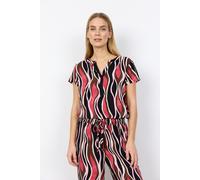 Shirtbluse SOYACONCEPT "SC-CAMMI 1", Damen, Gr. XL, rapture rose combi, Web, Obermaterial: 100% Viskose, gemustert, normal, V-Ausschnitt, Blusen (94470157-XL) rapture rose combi