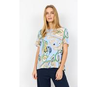Shirtbluse SOYACONCEPT "SC-CASJA 1", Damen, Gr. L, bunt (windsurfer combi), Web, Obermaterial: 100% Viskose, gemustert, normal, Rundhals, Blusen, aus Viskose, normale Passform, mit gemustertem Druck,