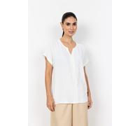 Shirtbluse SOYACONCEPT "SC-CATH 1", Damen, Gr. S, weiß (sanftes weiß), Web, Obermaterial: 100% Polyester, unifarben, normal, V-Ausschnitt, Blusen, normale Passform, mit V-Ausschnitt, aus pflegeleichte