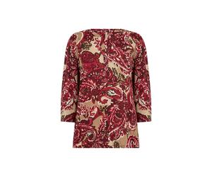 Shirtbluse SOYACONCEPT "SC-FELICITY AOP 517", Damen, Gr. XL, rot (rot combi), Web, Obermaterial: 50% Baumwolle, 50% Viskose, gemustert, normal, V-Ausschnitt, Blusen, aus Baumwolle und Viskose, normale