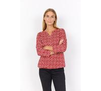 Shirtbluse SOYACONCEPT "SC-FELICITY AOP 519", Damen, Gr. S, rot (rot combi), Web, Obermaterial: 50% Baumwolle, 50% Viskose, gemustert, normal, V-Ausschnitt, Blusen (94347745-S) rot combi