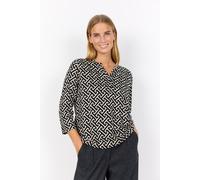 Shirtbluse SOYACONCEPT "SC-FELICITY AOP 519", Damen, Gr. S, schwarz (schwarz combi), Web, Obermaterial: 50% Baumwolle, 50% Viskose, gemustert, normal, V-Ausschnitt, Blusen (41188063-S) schwarz combi