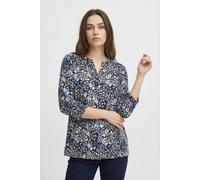 Shirtbluse SOYACONCEPT "SC-FELICITY AOP 546", Damen, Gr. XL, blau (navy combi), Web, Obermaterial: 50% Baumwolle, 50% Viskose, gemustert, regular fit normal, Rundhals, Blusen, aus Baumwollmischung mit