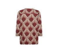 Shirtbluse SOYACONCEPT "SC-FELICITY AOP 555", Damen, Gr. XL, braun (madder braun combi), Jersey, Obermaterial: 50% Baumwolle, 50% Viskose, gemustert, hüftlang, V-Ausschnitt, gerader Abschluss, Blusen,