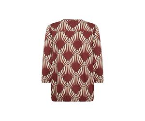Shirtbluse SOYACONCEPT "SC-FELICITY AOP 555", Damen, Gr. XL, braun (madder braun combi), Jersey, Obermaterial: 50% Baumwolle, 50% Viskose, gemustert, hüftlang, V-Ausschnitt, gerader Abschluss, Blusen,