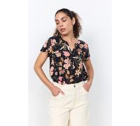 Shirtbluse SOYACONCEPT "SC-GRACE 1", Damen, Gr. S, schwarz combi, Web, Obermaterial: 100% Viskose, gemustert, normal, V-Ausschnitt, Blusen, Viskose, geblümt (62072253-S) schwarz combi