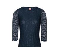 Shirtbluse SPIETH & WENSKY "Alheim", Damen, Gr. 44, blau (dunkelblau), Obermaterial: 90% Polyamid PA. 10% Elasthan EL., uni, slim fit, Rundhals, Blusen, Rundhals Ausschnitt (17730845-44) dunkelblau