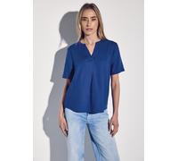 Shirtbluse STREET ONE, Damen, Gr. 34, blau (dodger blau), Stoff, 100% Viskose, unifarben, gerade normal, Rundhals, Bündchen, Blusen, aus softer Viskose (73633362-34) dodger blau