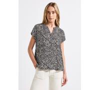 Shirtbluse STREET ONE, Damen, Gr. 34, blau (tiefblau), Stoff, 100% Viskose, bedruckt, normal normal, Rundhals, Bündchen, Blusen, aus softer Viskose (57699068-34) tiefblau