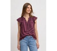 Shirtbluse STREET ONE, Damen, Gr. 34, blush berry, Stoff, 100% Viskose, gestreift, regular fit normal, Rundhals, Volant, Blusen, aus softer Viskose (34909009-34) blush berry
