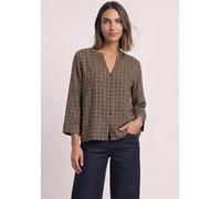 Shirtbluse STREET ONE, Damen, Gr. 34, braun (schwarz coffee), Stoff, 100% Viskose, bedruckt, regular fit normal, Rundhals, Bündchen, Blusen, aus softer Viskose (39819735-34) schwarz coffee
