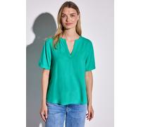 Shirtbluse STREET ONE, Damen, Gr. 34, grün (atlantis grün), Stoff, 100% Viskose, unifarben, gerade normal, Rundhals, Bündchen, Blusen, aus softer Viskose (85644300-34) atlantis grün