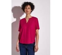 Shirtbluse STREET ONE, Damen, Gr. 34, lila (juicy berry), Stoff, 100% Viskose, unifarben, gerade normal, Rundhals, Bündchen, Blusen, aus softer Viskose (17601639-34) juicy berry
