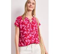 Kurzarmbluse STREET ONE, Damen, Gr. 34, salsa rot, Web, Obermaterial: 100% Viskose, gemustert, normal hüftbedeckend, Rundhals, abgesteppte Kante, Blusen, Sommerbluse mit floralem Muster (77073265-34)