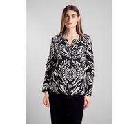 Shirtbluse STREET ONE, Damen, Gr. 34, schwarz, Stoff, 100% Viskose, gemustert, gerade hüftlang, Rundhals, Bündchen, Blusen, aus softer Viskose (41431159-34) schwarz