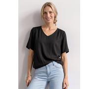 Shirtbluse STREET ONE, Damen, Gr. 34, schwarz, Stoff, 100% Viskose, unifarben, klassisch normal, V-Ausschnitt, normaler Saum, Blusen, mit V-Ausschnitt (50593530-34) schwarz