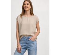 Shirtbluse STREET ONE, Damen, Gr. 36, clay sand, Stoff, 88% Viskose, 12% Polyamid, unifarben, normal normal, Rundhals, abgesteppt, Blusen, aus softer Viskose (29427211-36) clay sand