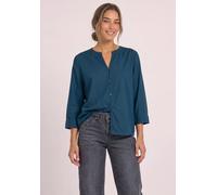 Shirtbluse STREET ONE, Damen, Gr. 36, blau petrol, Stoff, 100% Viskose, unifarben, klassisch normal, Rundhals, Bündchen, Blusen, mit 3/4 Ärmeln (38589442-36) blau petrol