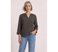 Shirtbluse STREET ONE, Damen, Gr. 36, braun (schwarz coffee), Stoff, 100% Viskose, gepunktet, normal normal, Rundhals, abgesteppt, Blusen, mit Punkten (45256417-36) schwarz coffee