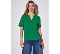 Shirtbluse STREET ONE, Damen, Gr. 36, grün (glowing grün), Stoff, 100% Viskose, unifarben, gerade normal, Rundhals, Bündchen, Blusen, aus softer Viskose (74076059-36) glowing grün
