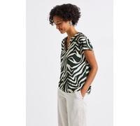 Shirtbluse STREET ONE, Damen, Gr. 36, grün (pine grove grün), Stoff, 100% Viskose, normal normal, V-Ausschnitt, abgesteppt, Blusen, mit allover Print (61109935-36) pine grove grün
