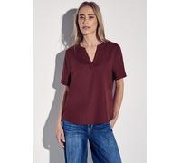 Shirtbluse STREET ONE, Damen, Gr. 36, rot (schwarz cherry rot), Stoff, 100% Viskose, unifarben, gerade normal, Rundhals, Bündchen, Blusen, aus softer Viskose (56114530-36) schwarz cherry rot