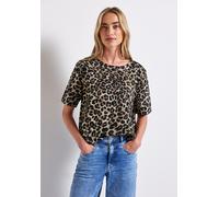 Street One Damen A345742 Leinenmix Print-Blusenshirt, Schwarz, 36