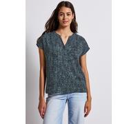 STREET ONE Damen 3411792 Minimal Print Blusenshirt, Deepwater Blue, 38